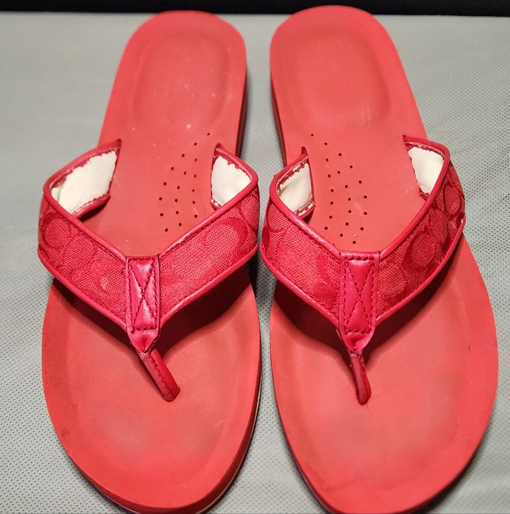 Red Women's Coach Flip Flops